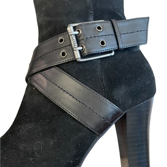 Chaps Black Leather upper knee high Zip Boots size 7.5 - Picture 1 of 10